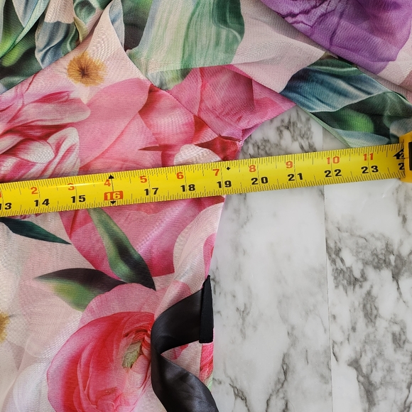 SHEIN Floral print trumpet sleeve belt mesh night robe - Picture 5 of 7